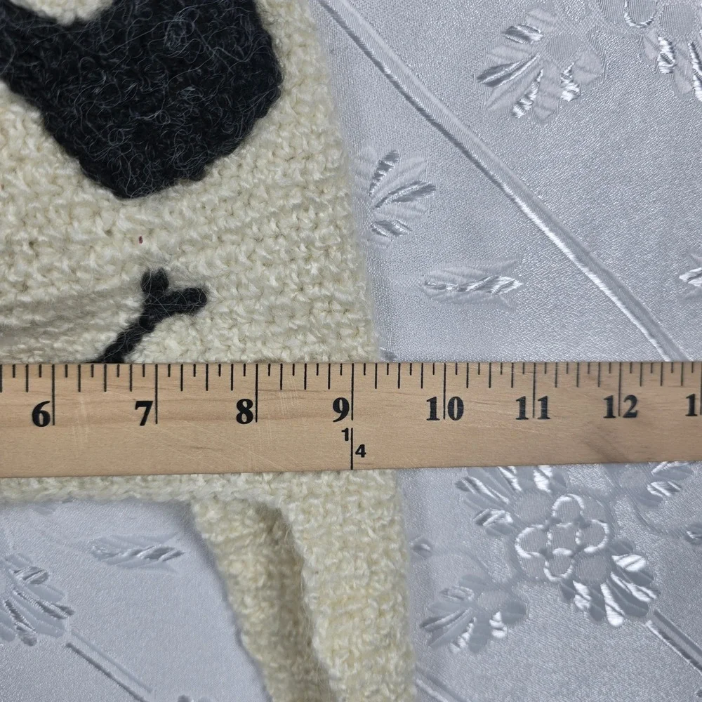 Peruvian Trading Co Erika Panda Knit Chullo Earflap Beanie Hat Cream Black Funny